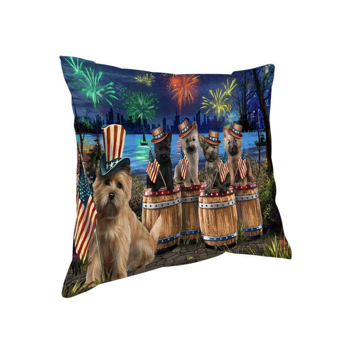 4th of July Independence Day Fireworks Cairn Terriers at the Lake Pillow PIL60156