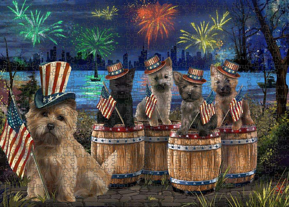 4th of July Independence Day Fireworks Cairn Terriers at the Lake Puzzle with Photo Tin PUZL56931