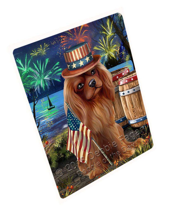 4th of July Independence Day Fireworks Cavalier King Charles Spaniel Dog at the Lake Blanket BLNKT74667