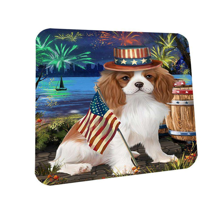 4th of July Independence Day Fireworks Cavalier King Charles Spaniel Dog at the Lake Coasters Set of 4 CST50911