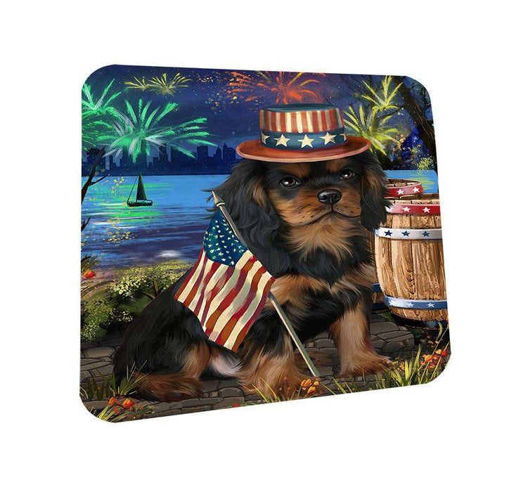 4th of July Independence Day Fireworks Cavalier King Charles Spaniel Dog at the Lake Coasters Set of 4 CST50912