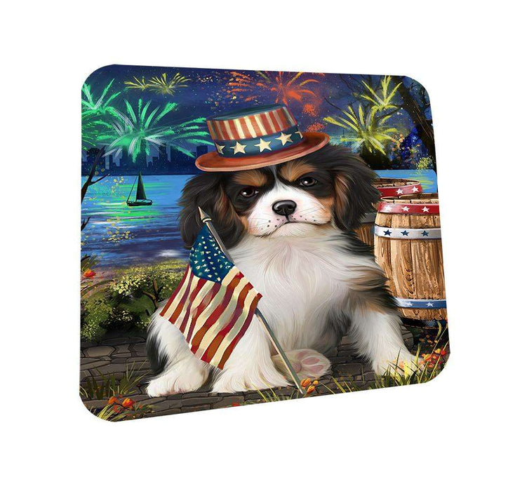4th of July Independence Day Fireworks Cavalier King Charles Spaniel Dog at the Lake Coasters Set of 4 CST50914