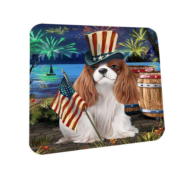 4th of July Independence Day Fireworks Cavalier King Charles Spaniel Dog at the Lake Coasters Set of 4 CST50915