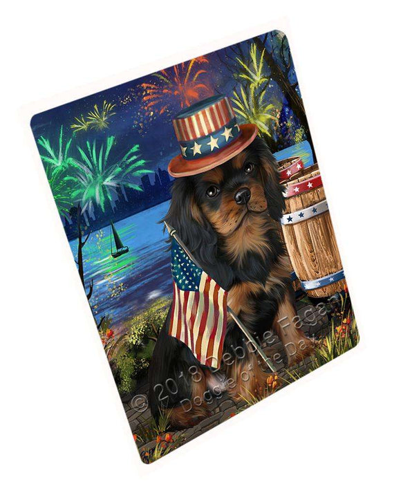 4th of July Independence Day Fireworks Cavalier King Charles Spaniel Dog at the Lake Large Refrigerator / Dishwasher Magnet RMAG65766