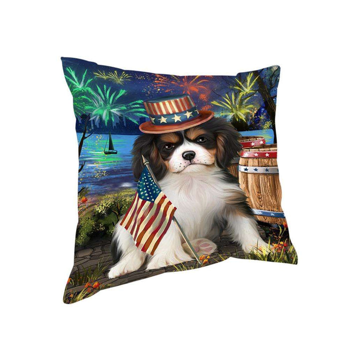4th of July Independence Day Fireworks Cavalier King Charles Spaniel Dog at the Lake Pillow PIL59884