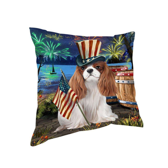 4th of July Independence Day Fireworks Cavalier King Charles Spaniel Dog at the Lake Pillow PIL59888