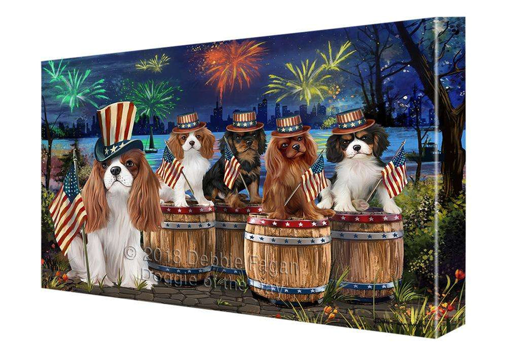 4th of July Independence Day Fireworks Cavalier King Charles Spaniels at the Lake Canvas Print Wall Art Décor CVS75806