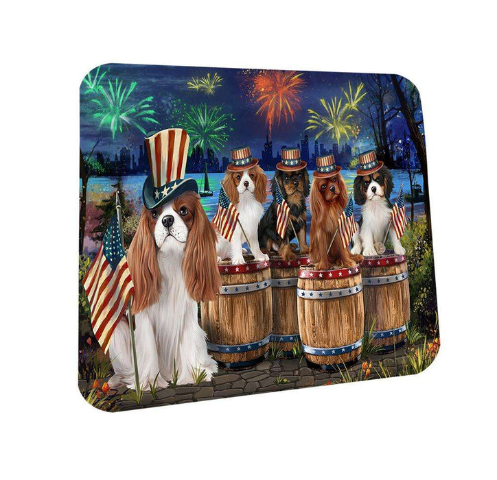 4th of July Independence Day Fireworks Cavalier King Charles Spaniels at the Lake Coasters Set of 4 CST50983