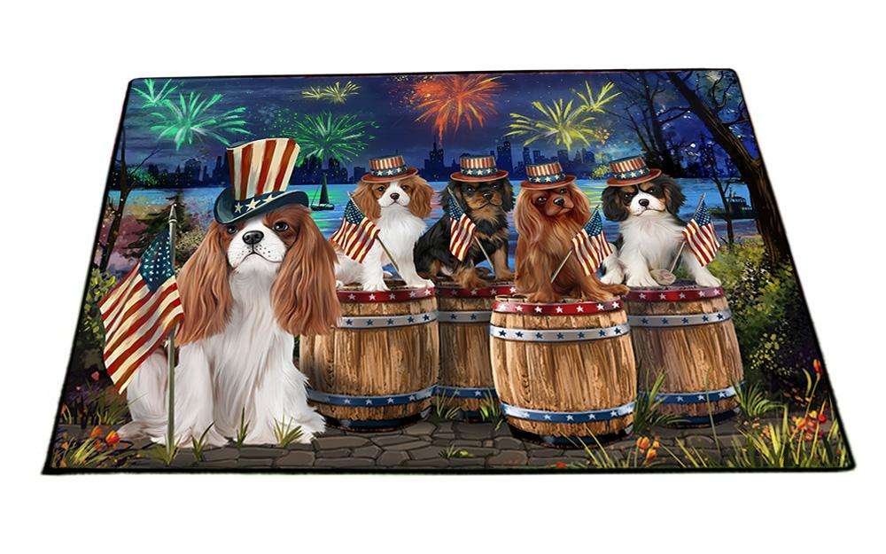 4th of July Independence Day Fireworks Cavalier King Charles Spaniels at the Lake Floormat FLMS50898