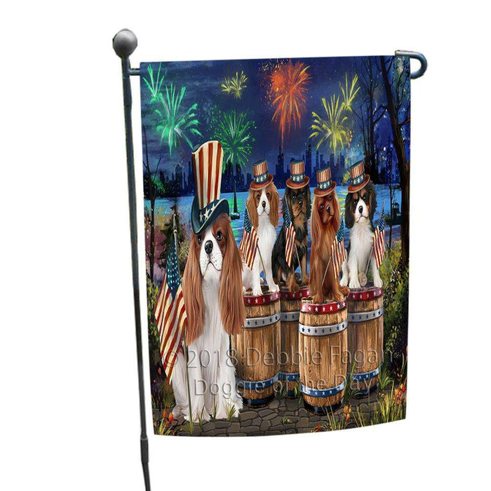 4th of July Independence Day Fireworks Cavalier King Charles Spaniels at the Lake Garden Flag GFLG50946