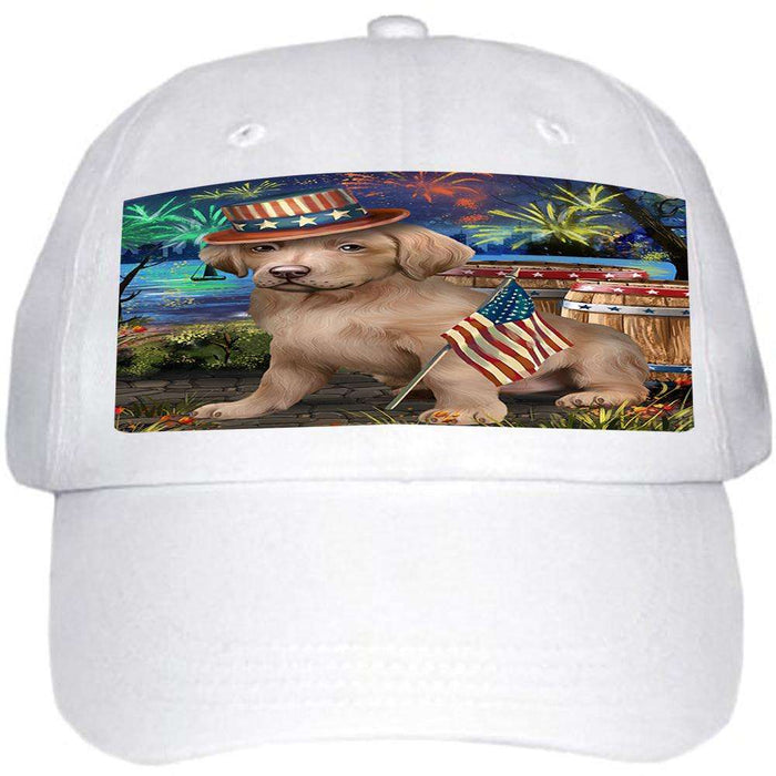 4th of July Independence Day Fireworks Chesapeake Bay Retriever Dog at the Lake Ball Hat Cap HAT56613