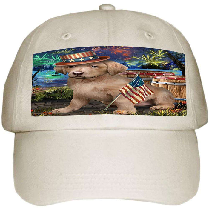 4th of July Independence Day Fireworks Chesapeake Bay Retriever Dog at the Lake Ball Hat Cap HAT56613