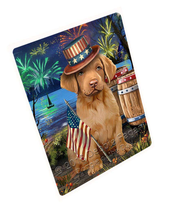 4th of July Independence Day Fireworks Chesapeake Bay Retriever Dog at the Lake Blanket BLNKT74694