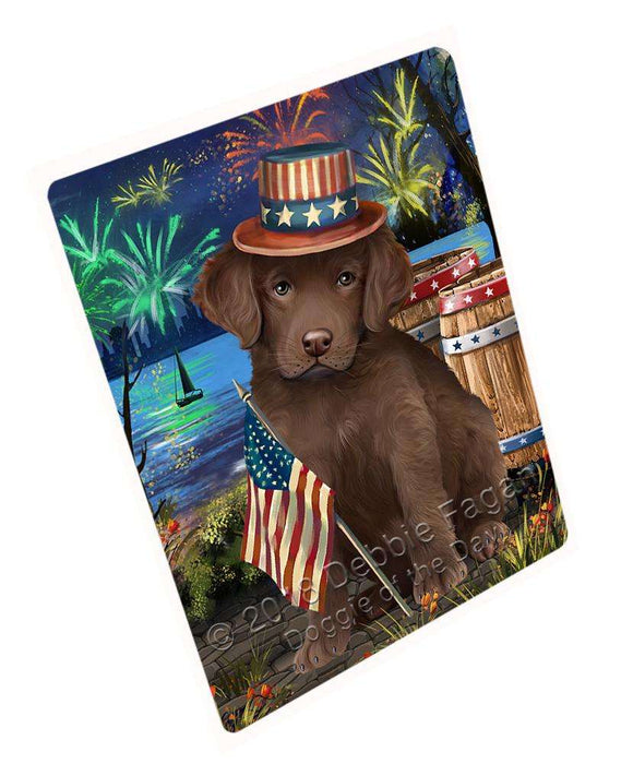 4th of July Independence Day Fireworks Chesapeake Bay Retriever Dog at the Lake Blanket BLNKT74703