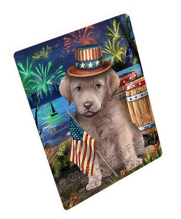4th of July Independence Day Fireworks Chesapeake Bay Retriever Dog at the Lake Blanket BLNKT74712