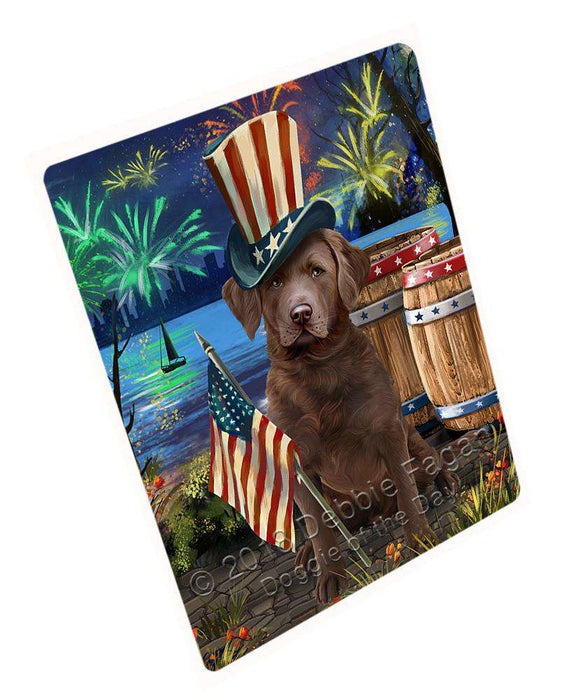 4th of July Independence Day Fireworks Chesapeake Bay Retriever Dog at the Lake Blanket BLNKT74730