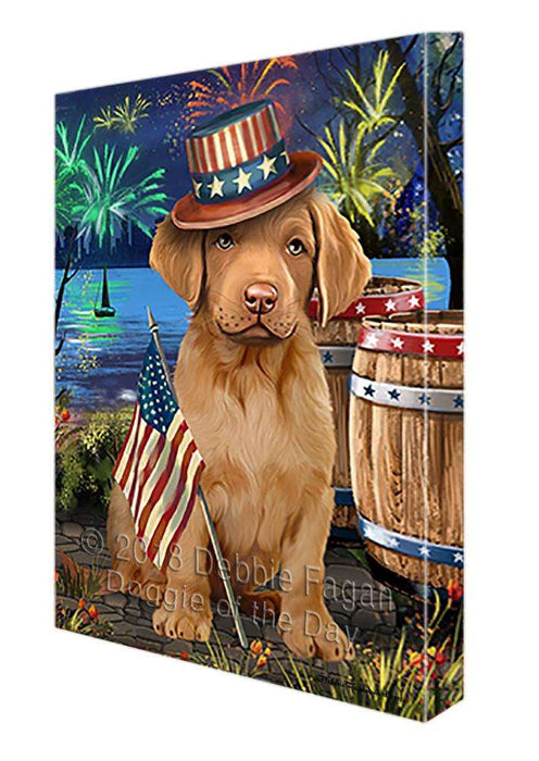 4th of July Independence Day Fireworks Chesapeake Bay Retriever Dog at the Lake Canvas Print Wall Art Décor CVS75203