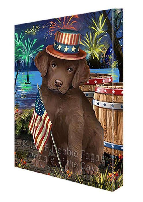 4th of July Independence Day Fireworks Chesapeake Bay Retriever Dog at the Lake Canvas Print Wall Art Décor CVS75212