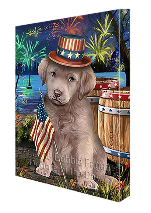 4th of July Independence Day Fireworks Chesapeake Bay Retriever Dog at the Lake Canvas Print Wall Art Décor CVS75221