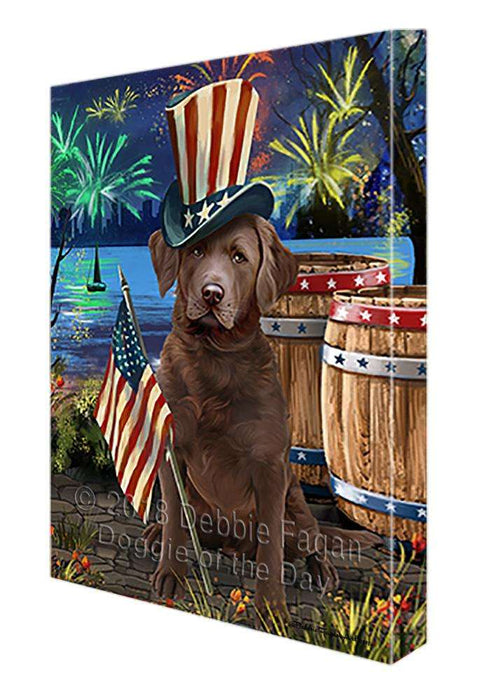 4th of July Independence Day Fireworks Chesapeake Bay Retriever Dog at the Lake Canvas Print Wall Art Décor CVS75239
