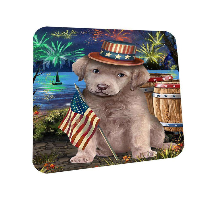 4th of July Independence Day Fireworks Chesapeake Bay Retriever Dog at the Lake Coasters Set of 4 CST50918