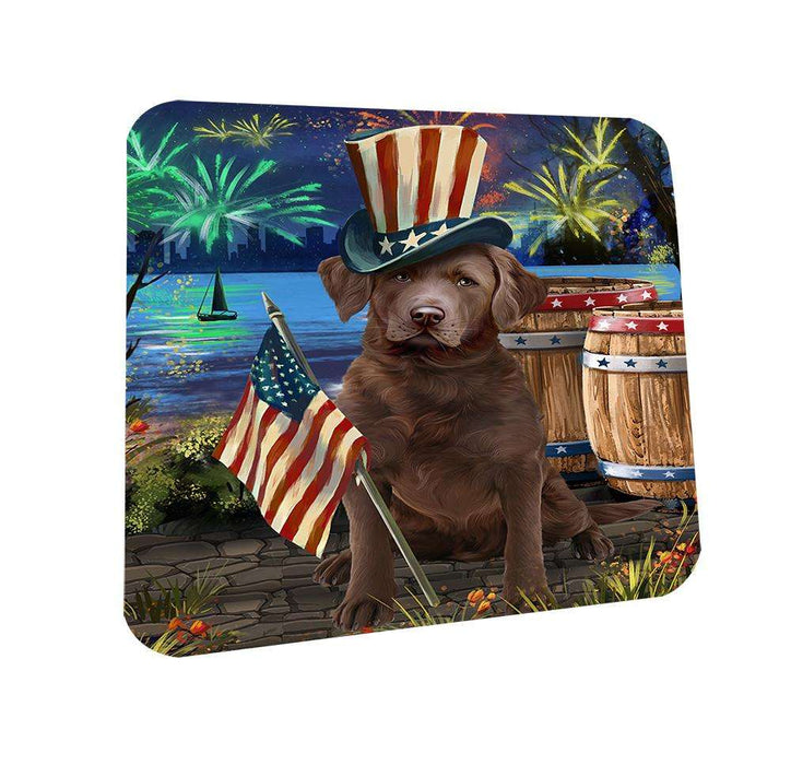 4th of July Independence Day Fireworks Chesapeake Bay Retriever Dog at the Lake Coasters Set of 4 CST50920