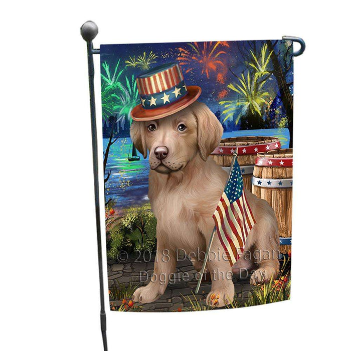 4th of July Independence Day Fireworks  Chesapeake Bay Retriever Dog at the Lake Garden Flag GFLG50882