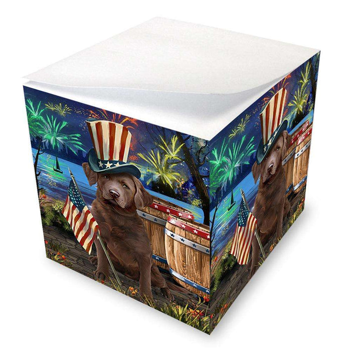 4th of July Independence Day Fireworks Chesapeake Bay Retriever Dog at the Lake Note Cube NOC50961