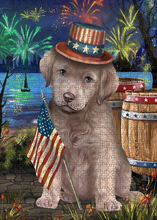 4th of July Independence Day Fireworks Chesapeake Bay Retriever Dog at the Lake Puzzle with Photo Tin PUZL56739