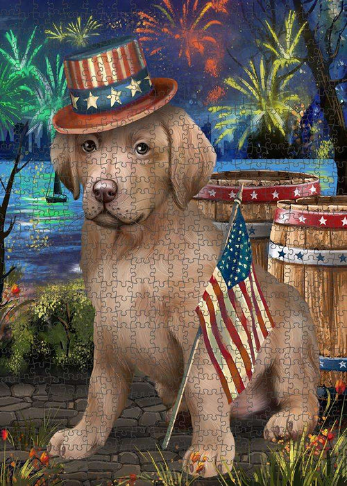 4th of July Independence Day Fireworks Chesapeake Bay Retriever Dog at the Lake Puzzle with Photo Tin PUZL56742