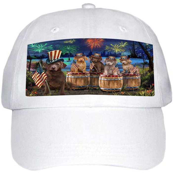 4th of July Independence Day Fireworks Chesapeake Bay Retrievers at the Lake Ball Hat Cap HAT56808
