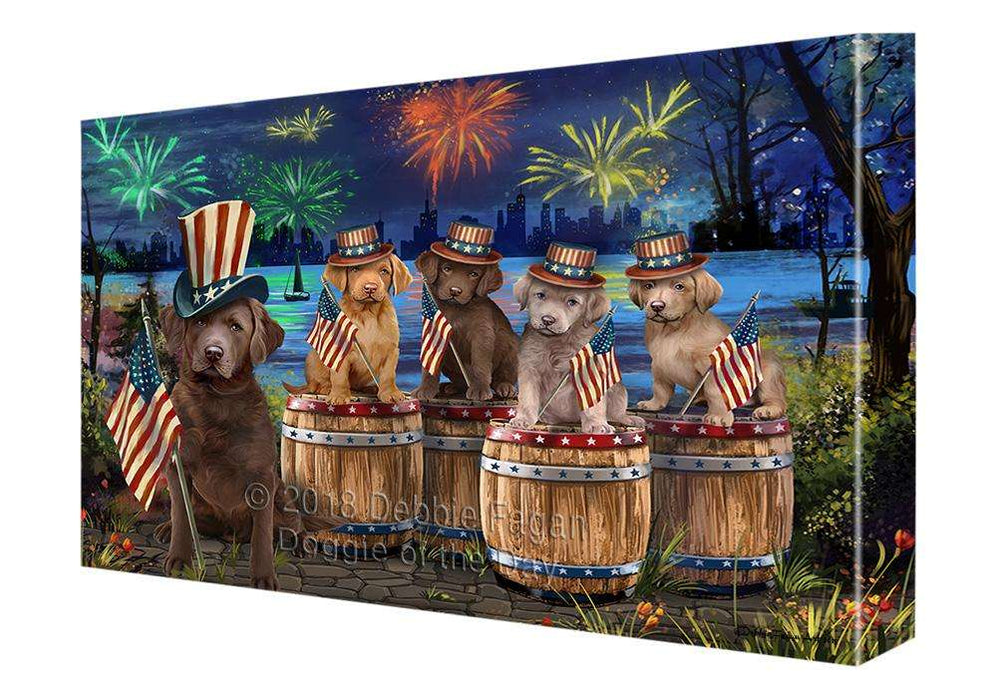 4th of July Independence Day Fireworks Chesapeake Bay Retrievers at the Lake Canvas Print Wall Art Décor CVS75815