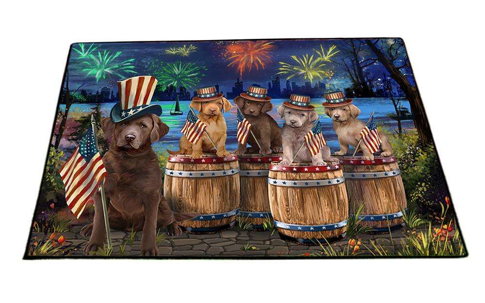 4th of July Independence Day Fireworks Chesapeake Bay Retrievers at the Lake Floormat FLMS50901