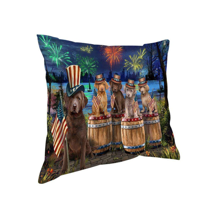 4th of July Independence Day Fireworks Chesapeake Bay Retrievers at the Lake Pillow PIL60164