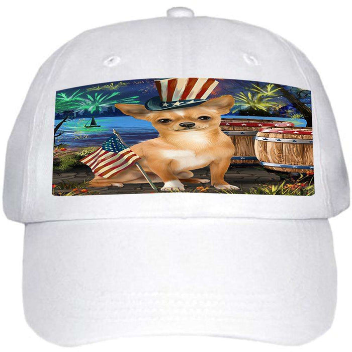 4th of July Independence Day Fireworks Chihuahua Dog at the Lake Ball Hat Cap HAT57087