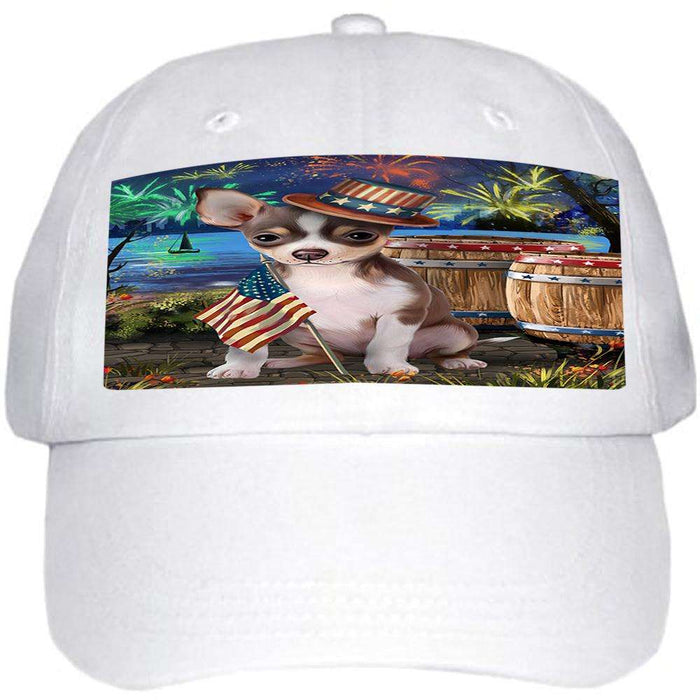 4th of July Independence Day Fireworks Chihuahua Dog at the Lake Ball Hat Cap HAT57090