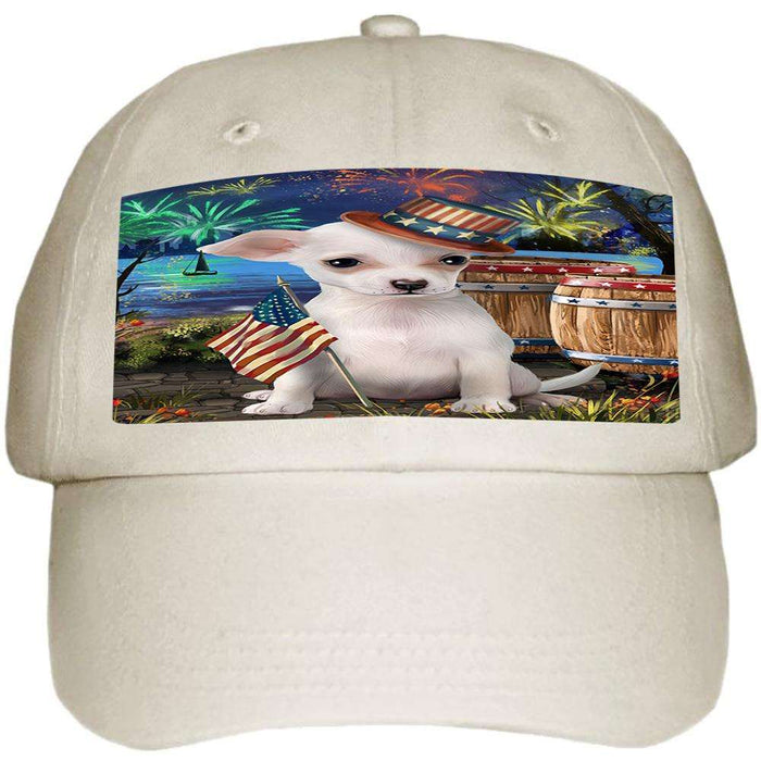 4th of July Independence Day Fireworks Chihuahua Dog at the Lake Ball Hat Cap HAT57093