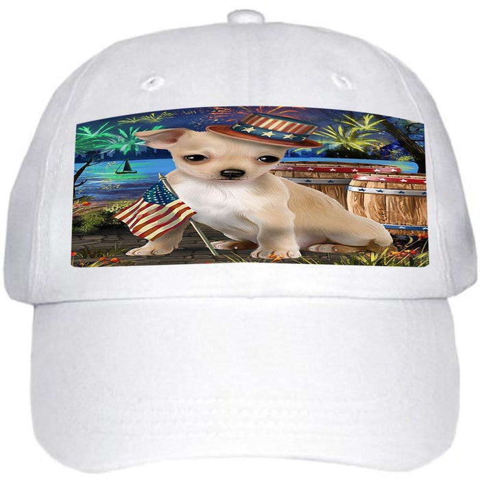 4th of July Independence Day Fireworks Chihuahua Dog at the Lake Ball Hat Cap HAT57099