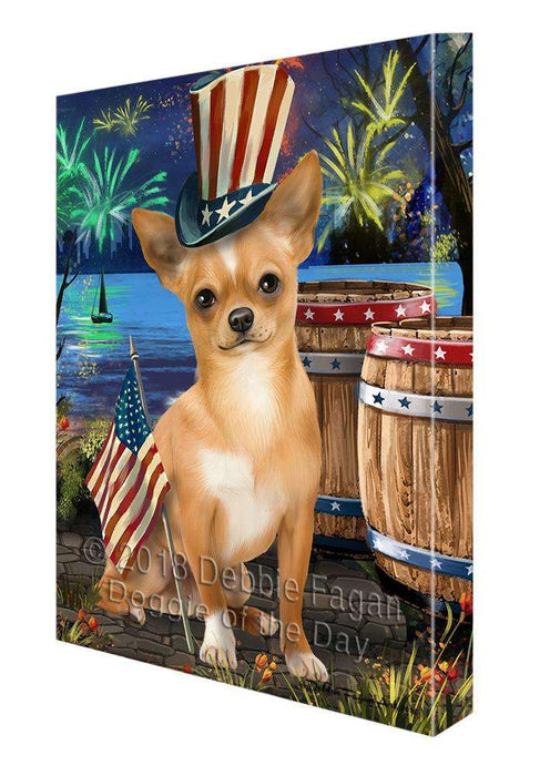 4th of July Independence Day Fireworks Chihuahua Dog at the Lake Canvas Print Wall Art Décor CVS76652