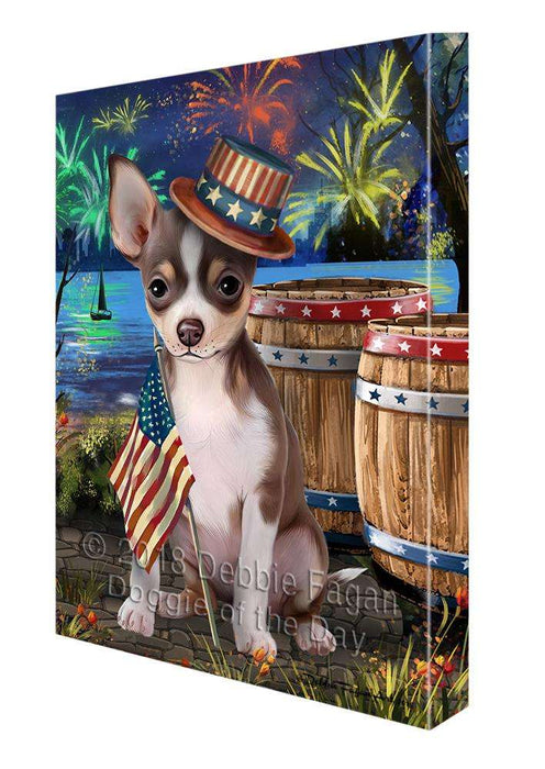 4th of July Independence Day Fireworks Chihuahua Dog at the Lake Canvas Print Wall Art Décor CVS76661