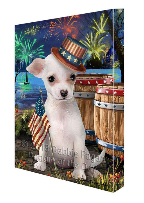 4th of July Independence Day Fireworks Chihuahua Dog at the Lake Canvas Print Wall Art Décor CVS76670