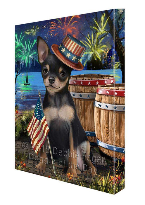 4th of July Independence Day Fireworks Chihuahua Dog at the Lake Canvas Print Wall Art Décor CVS76679