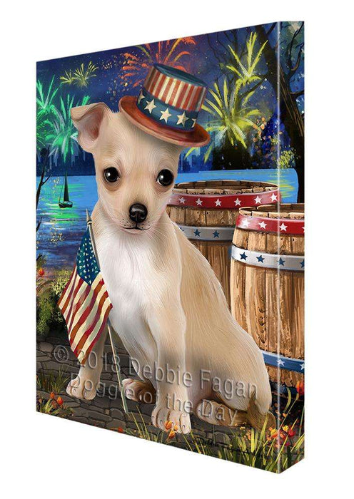 4th of July Independence Day Fireworks Chihuahua Dog at the Lake Canvas Print Wall Art Décor CVS76688
