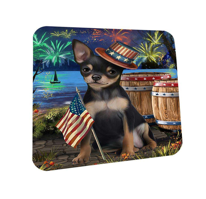 4th of July Independence Day Fireworks Chihuahua Dog at the Lake Coasters Set of 4 CST51080