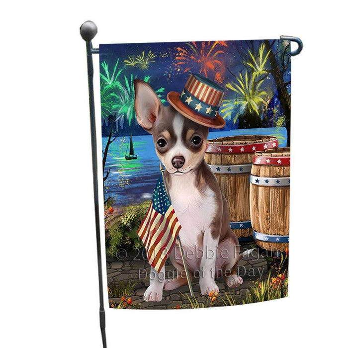 4th of July Independence Day Fireworks Chihuahua Dog at the Lake Garden Flag GFLG51041