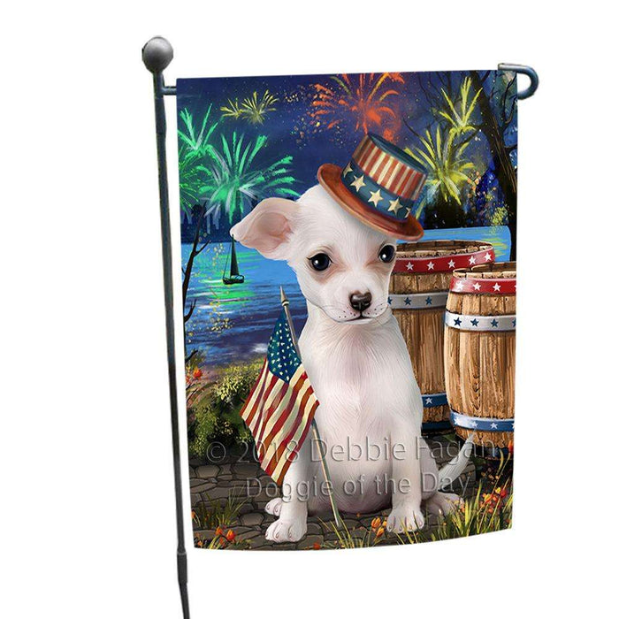 4th of July Independence Day Fireworks Chihuahua Dog at the Lake Garden Flag GFLG51042