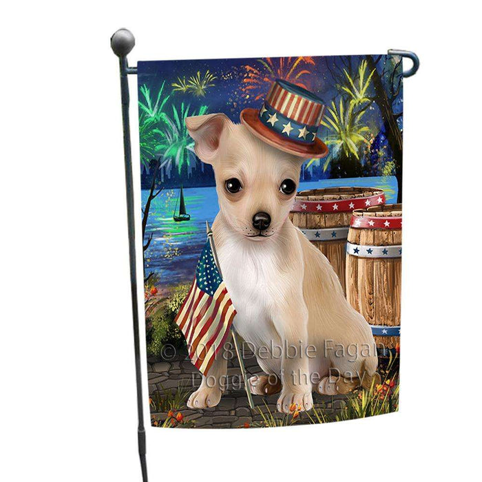 4th of July Independence Day Fireworks Chihuahua Dog at the Lake Garden Flag GFLG51044