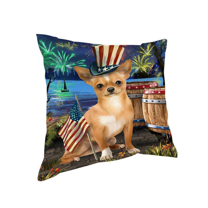4th of July Independence Day Fireworks Chihuahua Dog at the Lake Pillow PIL60536