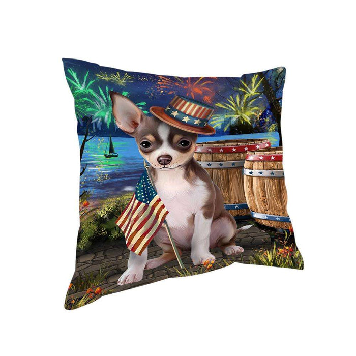 4th of July Independence Day Fireworks Chihuahua Dog at the Lake Pillow PIL60540