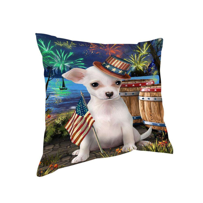 4th of July Independence Day Fireworks Chihuahua Dog at the Lake Pillow PIL60544